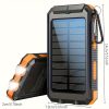 Solar Power Bank 20000mAh Capacity Portable Charger Mobile Power Dual 5V USB Port Output With LED Flashlight, 20000mAh, Compass, Backup Battery Pack For Mobile Phones, Mobile Devices, Outdoor Sports, Travel And Camping, The Best Gift For The Holiday