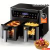 10Qt 10-in-1 Dual Air Fryer, Fresh Balanced Meals for Family And Children with Double Baskets, Sync Cook & Finish to Bake, Roast, Reheat, Broil for Easy Cooking, Dishwasher Safe - Includes Air Fryer Paper Liners 50pcs, Mother's Day Gift