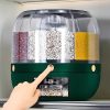 1 Large Capacity Rotating Storage Container with Flip Top, Waterproof Plastic Food Dispenser for Grains, Nuts, Flour And Rice - Transparent Multi-Compartment Design for Easy Kitchen Organization And for Easy Meal Preparation
